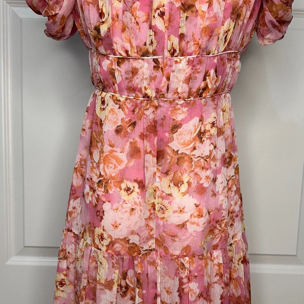 ASTR The Label Roseline Floral Pink Cottagecore Vacation Boho Maxi Dress Size S